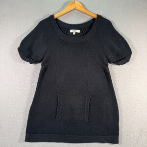 Vintage LEI Sweater Dress Junior Womens XL Black‎ Knit Pocket Balloon Sleeve Y2K